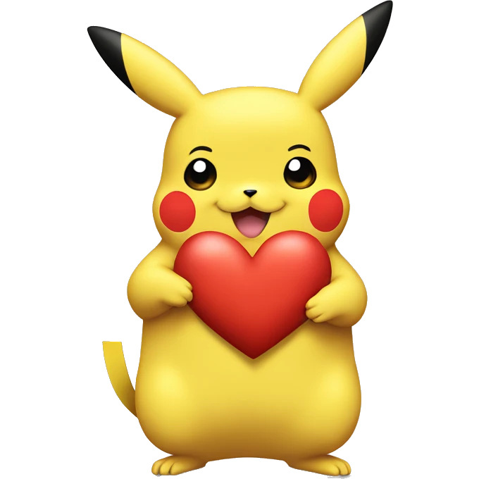 Pikachu ￼holding a heart  emoji
