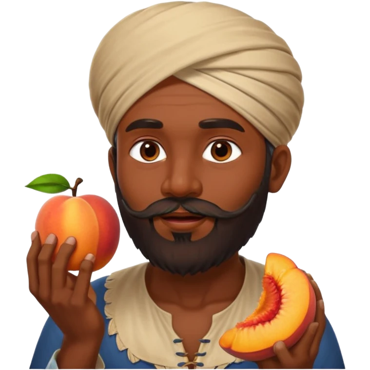 Indian man with a beard eating a juicy peach emoji
