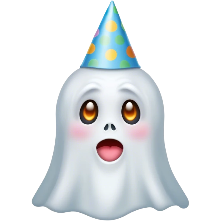 a ghost with a birthday hat emoji