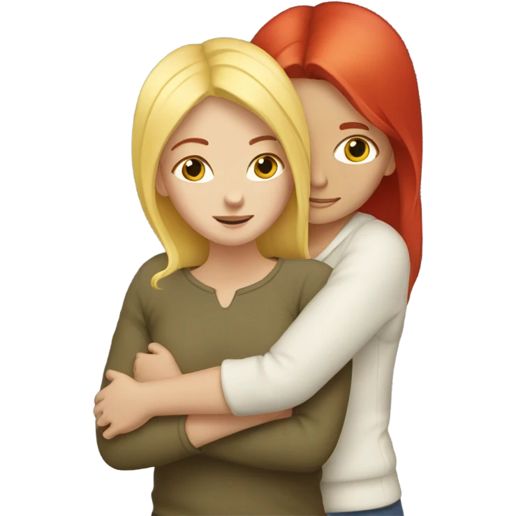 Blonde and red hair girls hugs emoji