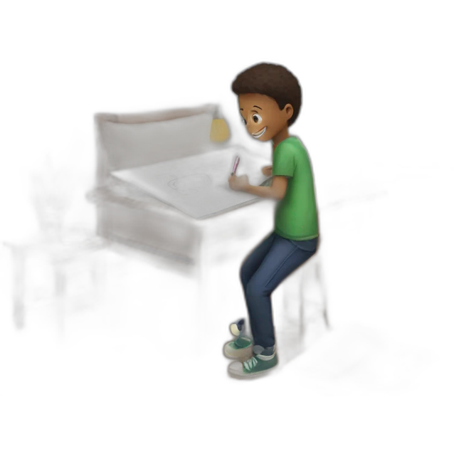 One boy drawing sketch in room emoji