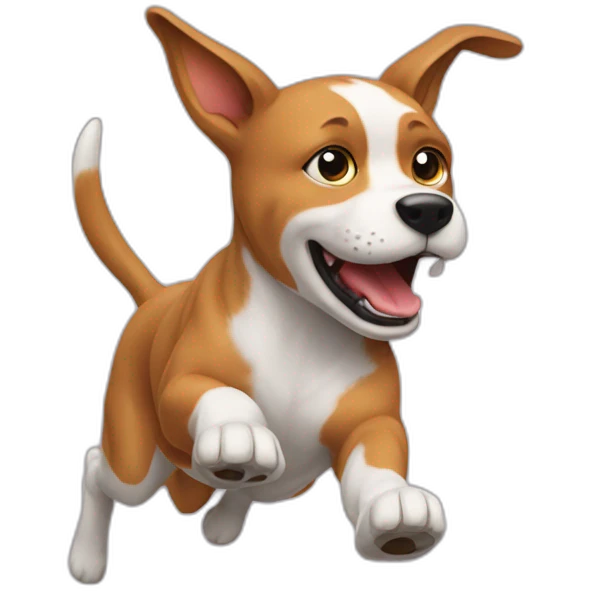 Dog running after a cat emoji