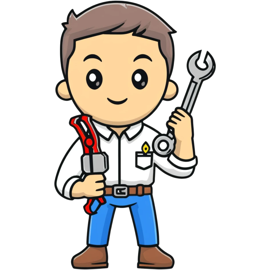 Ukrainian man in white embroidered traditional shirt holding a wrench in one hand and scissors in other hand emoji