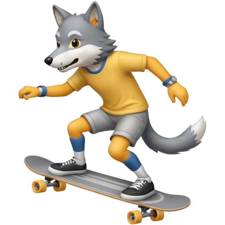 волк на скейтборде emoji
