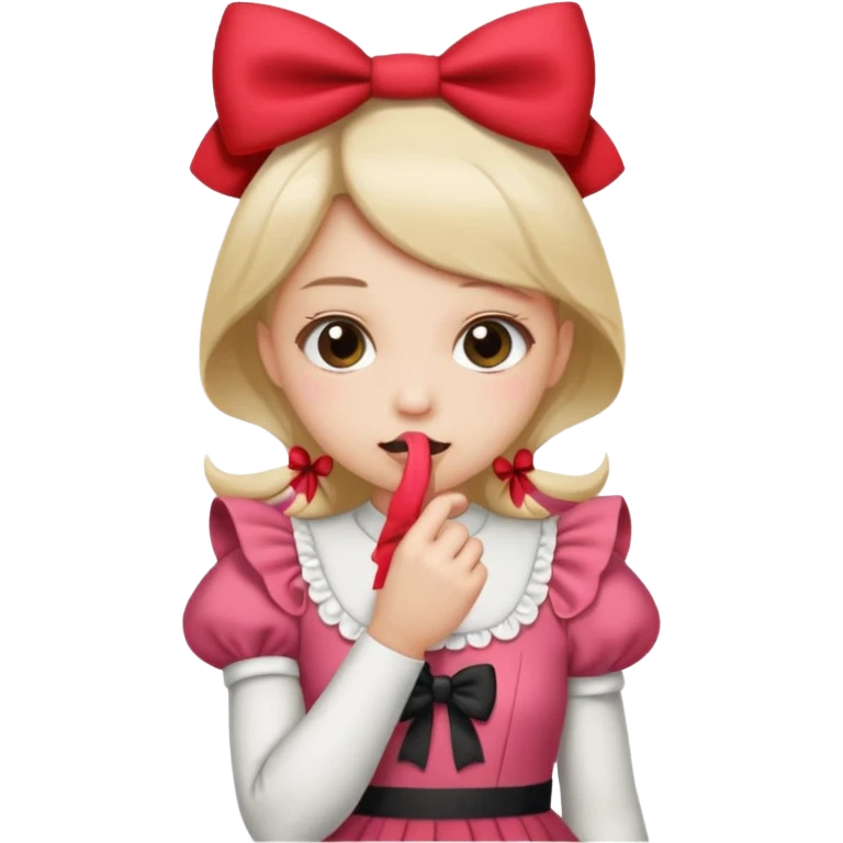Emoji que se este mordiendo el dedo y que la persona tenga un moño coqueto emoji