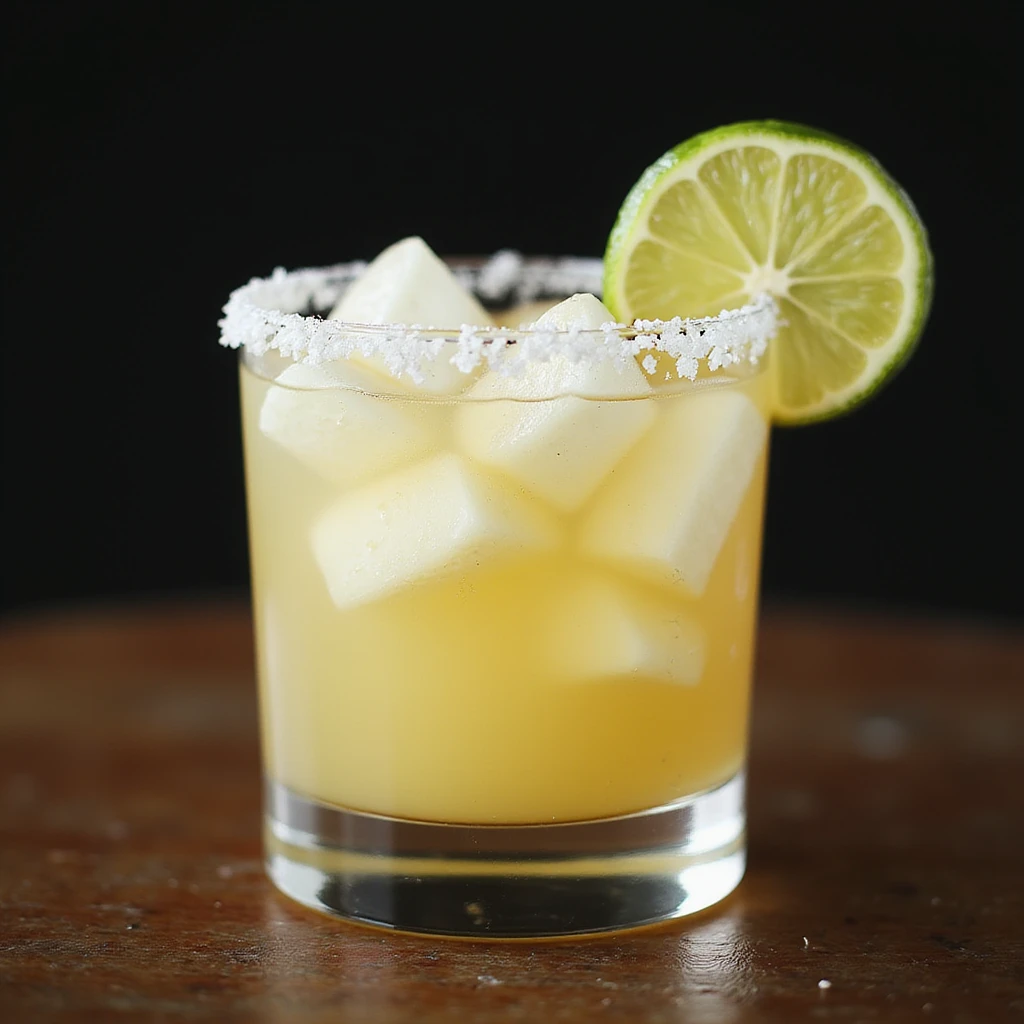 realistic margarita cocktail with salt rim, lime wedge, photorealistic style, transparent background emoji