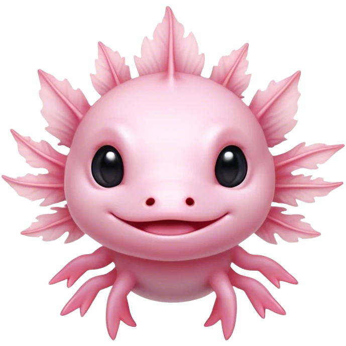 Cinematic Cute Axolotl Portrait Emoji, Head tilted playfully and inquisitively, featuring smooth, pale pink skin with delicate feathery gills and round, sparkling dark eyes filled with curiosity, Simplified yet irresistibly adorable features, highly detailed, glowing with a warm, magical glow, high shine, affectionate and quirky, stylized with a touch of whimsy, bright and endearing, soft glowing outline, capturing the essence of a mischievous yet charming aquatic friend, so playful it feels like it could swim out of the screen and into your heart! emoji