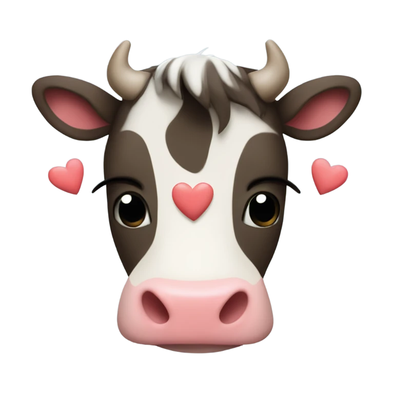 una vaca con corazones  emoji