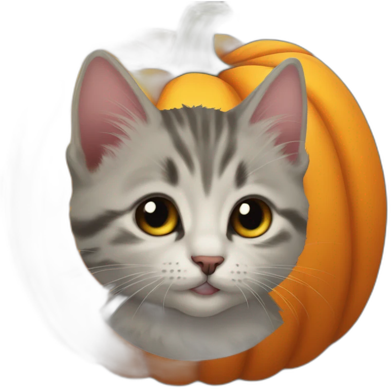 Very cute kitten Halloween pumpkin emoji