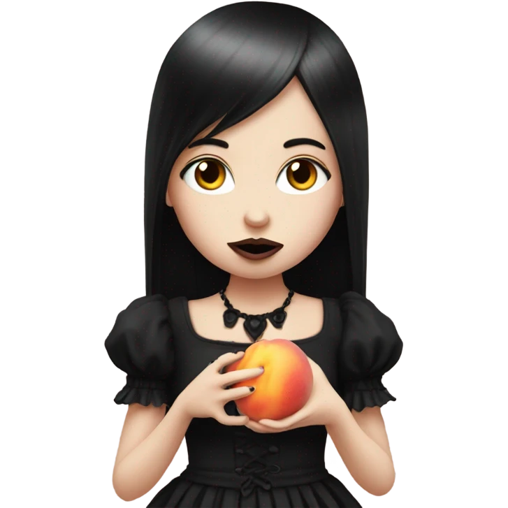 goth girl eating a peach crazily  emoji