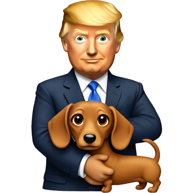 Donald Trump holding a dachshund  emoji