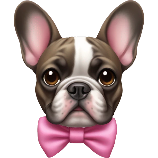 french bulldog with bow pink on head emoji