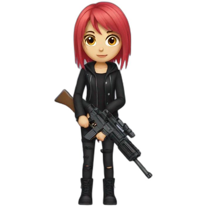 emo girl with gun emoji