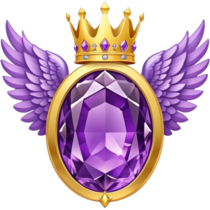 Big complex amethyst stone award-in-frame-decorated-with-big-golden-angel--wings and crown emoji