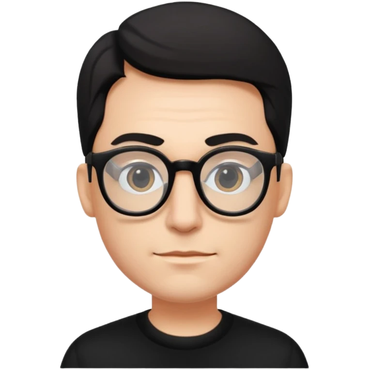 MAn with big glasses,black wear emoji