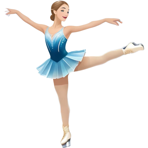An icon featuring a graceful figure skater in an elegant pose, gliding across the ice at Madison Square Garden. Spotlights shine down, illuminating the sparkling ice and a cheering audience. The background showcases the grand arena's architecture. Transparent background. emoji