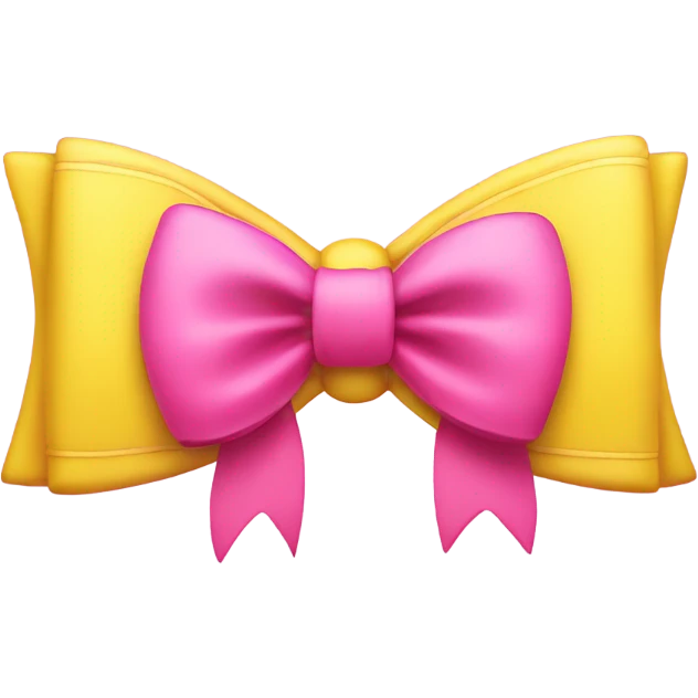Yellow smiley face with a pink bow emoji