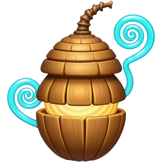 Magic acorn with spiral glow lines emoji