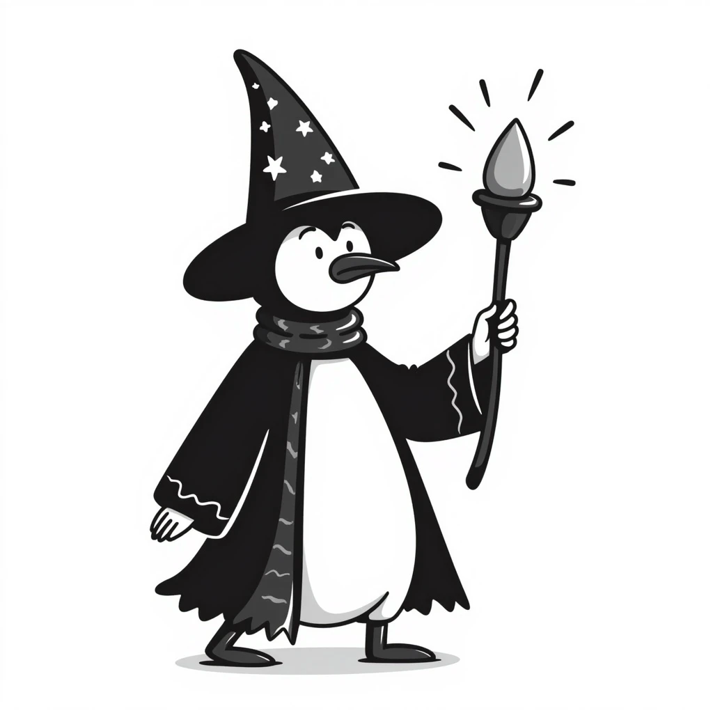 A penguin wizard emoji