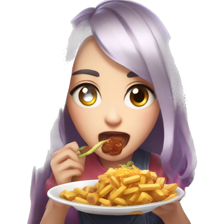 Lylia in mobile legends bang bang holding a name entitled "LawOfDoms" while eating emoji