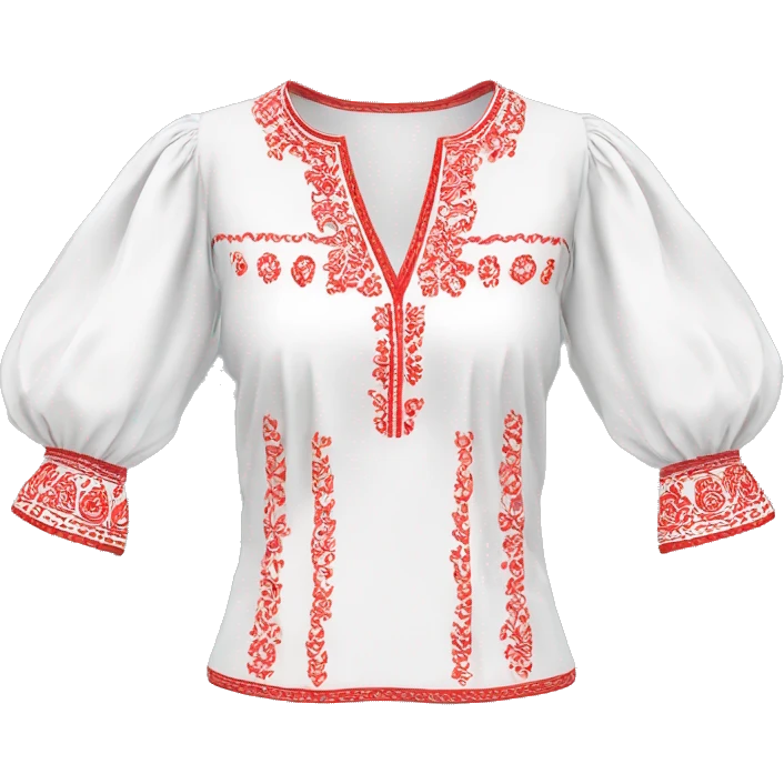 Blouse 👚 vyshyvanka, white with red embodiary on sleeves emoji