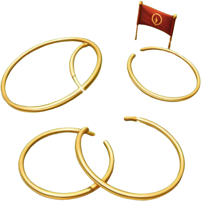 quidditch field with three golden hoops on each end, an oval shaped playing field emoji