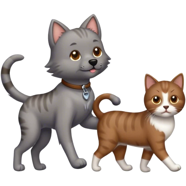 Dog walking a cat emoji