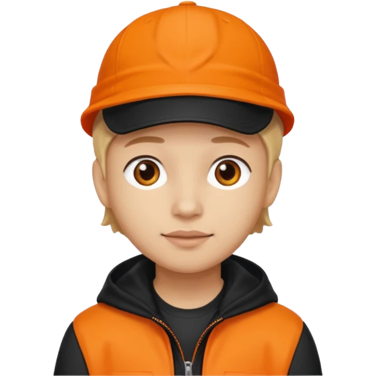 Kindly Keyin, Male YouTuber with orange cap, orange shirt, black jacket emoji