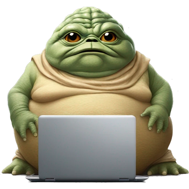 Jabba the Hutt from Star Wars with a laptop emoji