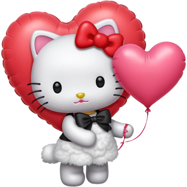 Hello kitty with a huge heart balloon emoji