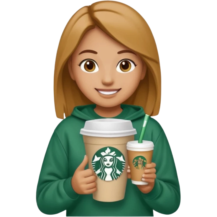 an emoji wearing a CLC (girls lacrosse team) sweatshirt, holding a Starbucks cup emoji