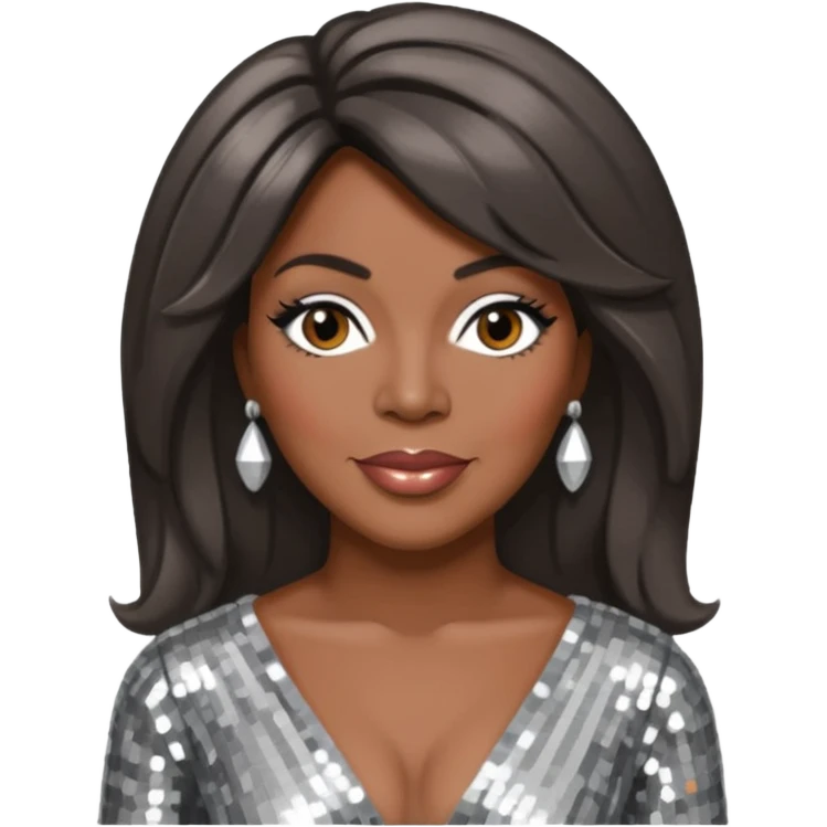 Mary Wilson from The Supremes with dark brown hair, silver outfit emoji