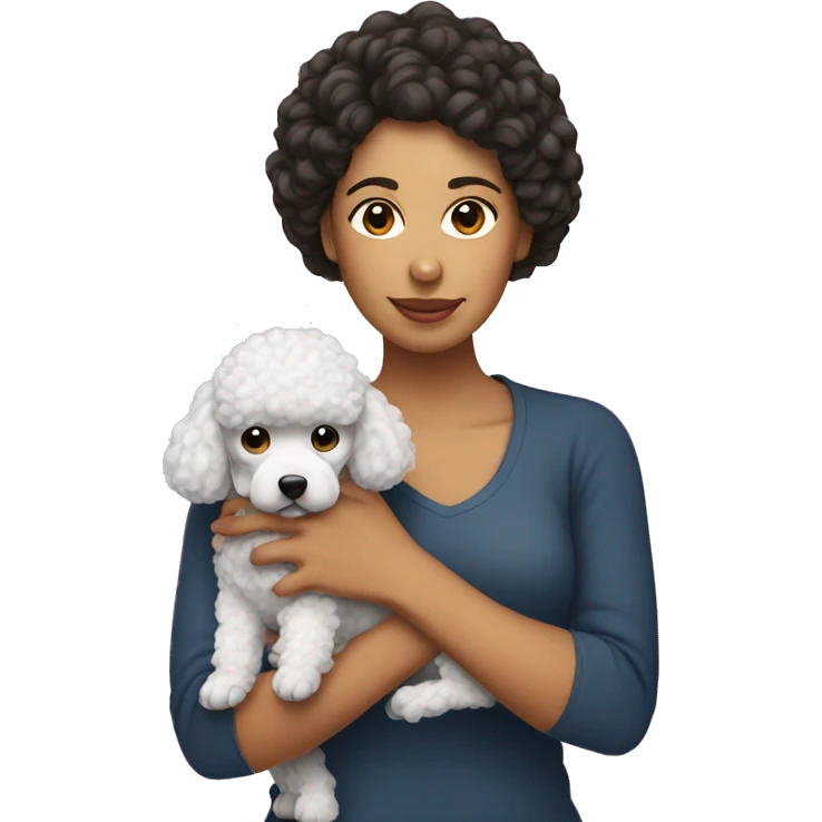 hispanic woman holding poodle emoji