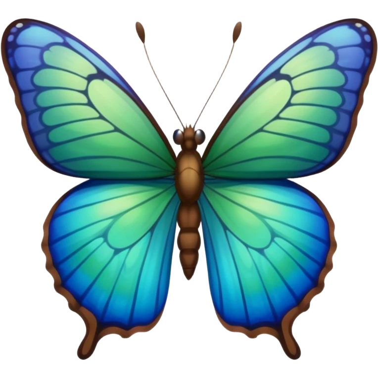 A butterfly with blue edges, green wings, and a brown body  emoji