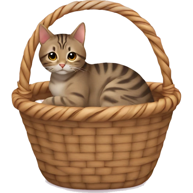 Tabby cat curling in a basket emoji