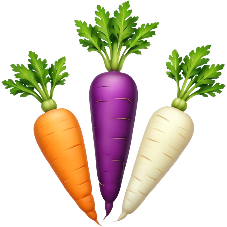 Purple yellow white carrots  emoji