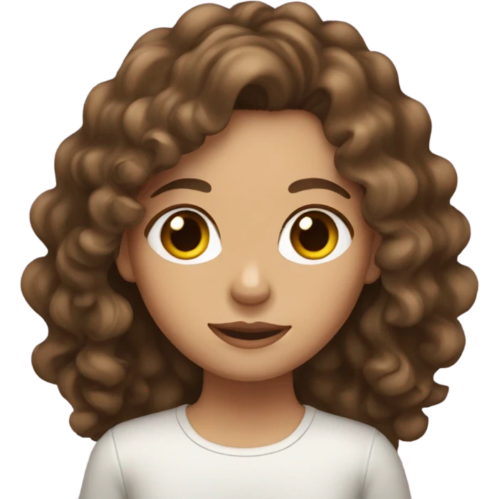  girl with long curly 3A brown hair with brown eyes emoji