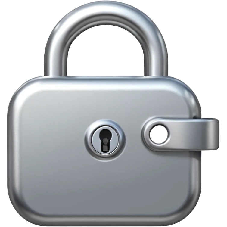 Chrome silver lock emoji, iOS emoji style, smooth metallic surface, rounded edges, reflective highlights, minimalistic emoji