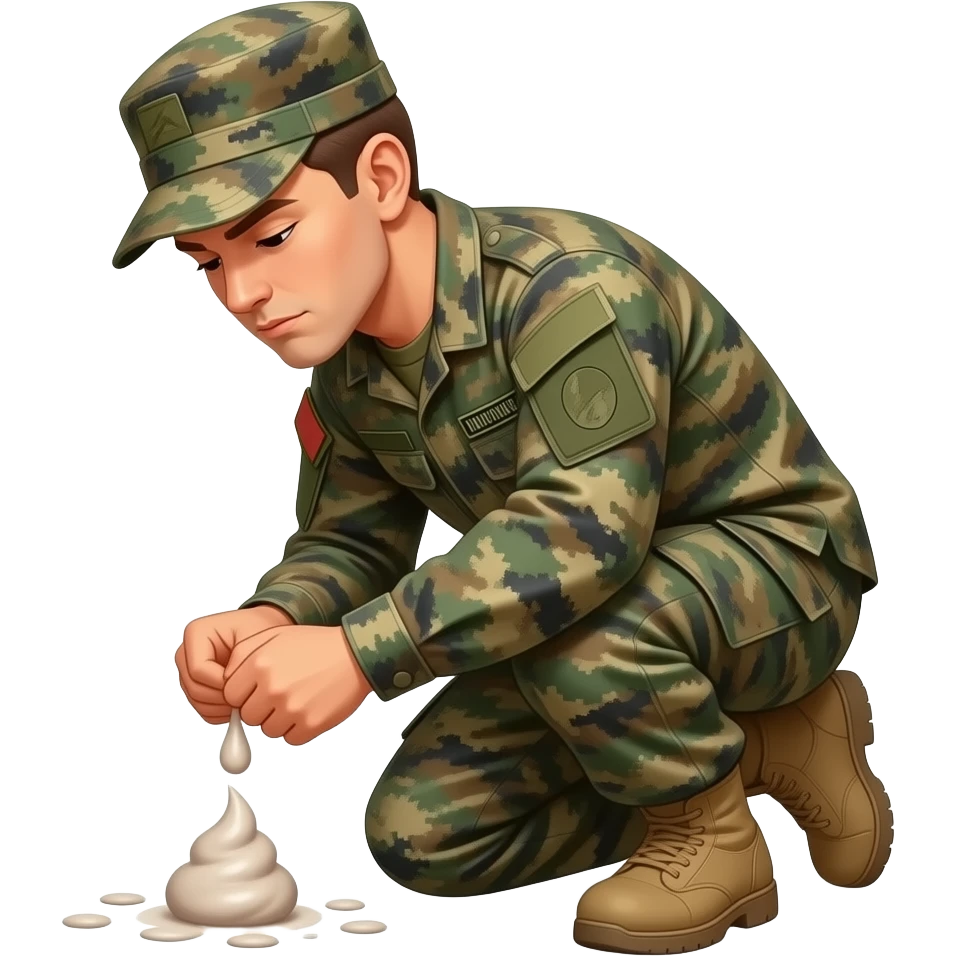 Marine in camo squatting and pooping in the woods emoji