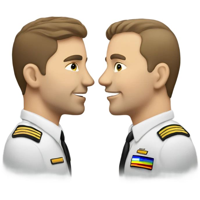 2 Caucasian male gay pilots kissing emoji