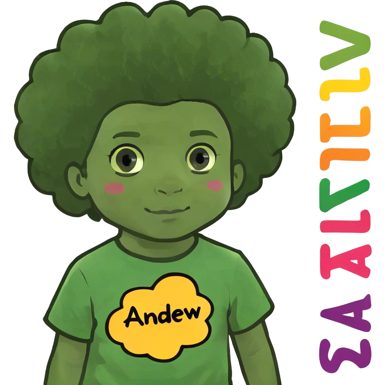 A black toddler with an Afro with the words Andrew emoji