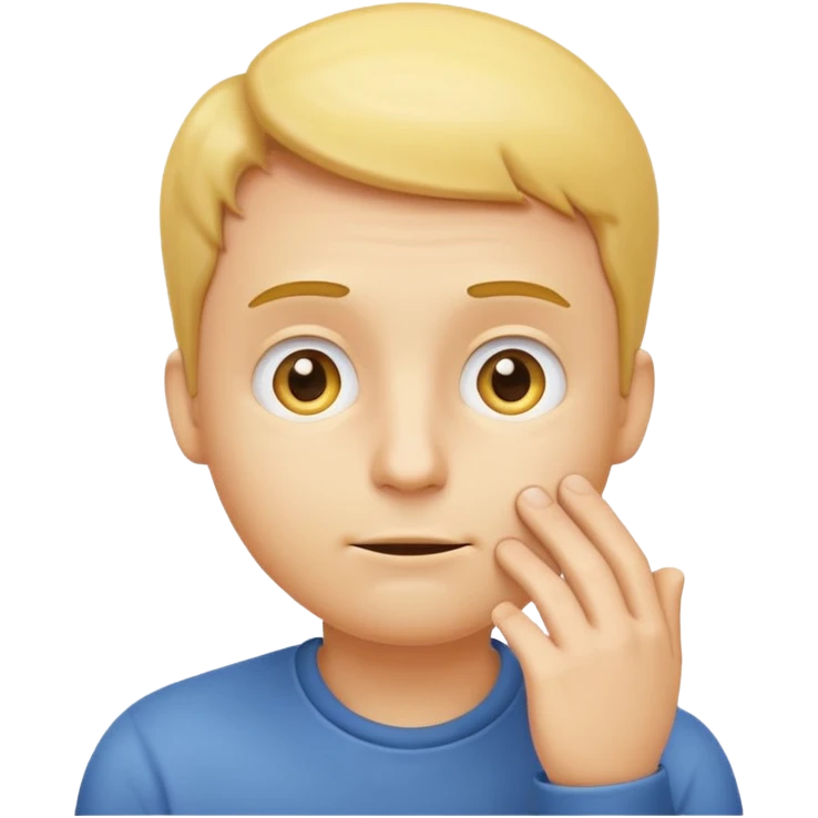 A iPhone type emoij guy white curious with his eyes looking up to a corner and his hand on his chin looking like hes curious  emoji