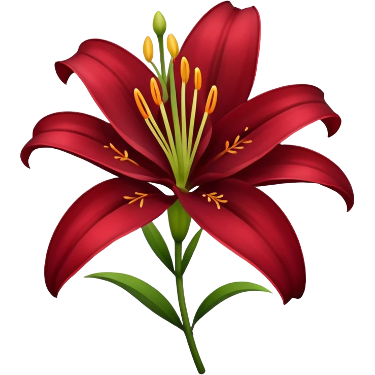 A lily flower in a dark cherry red colour emoji