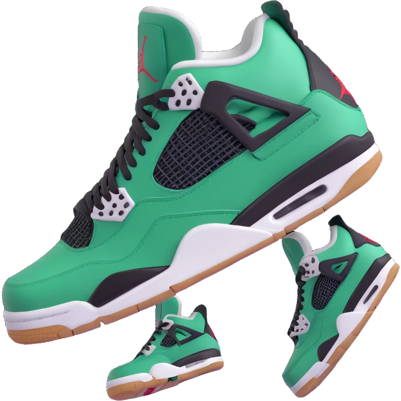Jordan 4 Pine Green sneaker with arms, legs, and a happy facial expression emoji