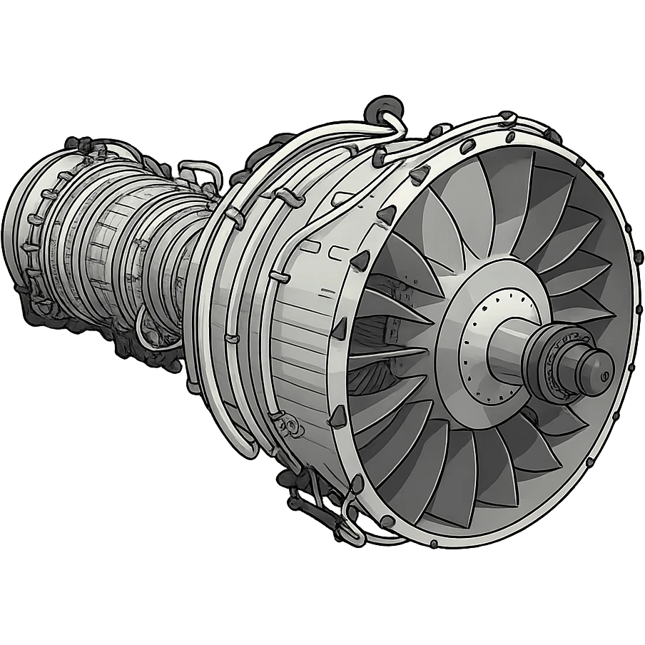 Изометрическая модель газовой турбины Siemens, слегка мультяшная стилистика, прозрачный фон emoji