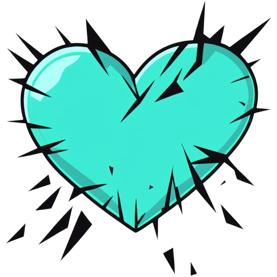 shattered heart with pieces falling emoji
