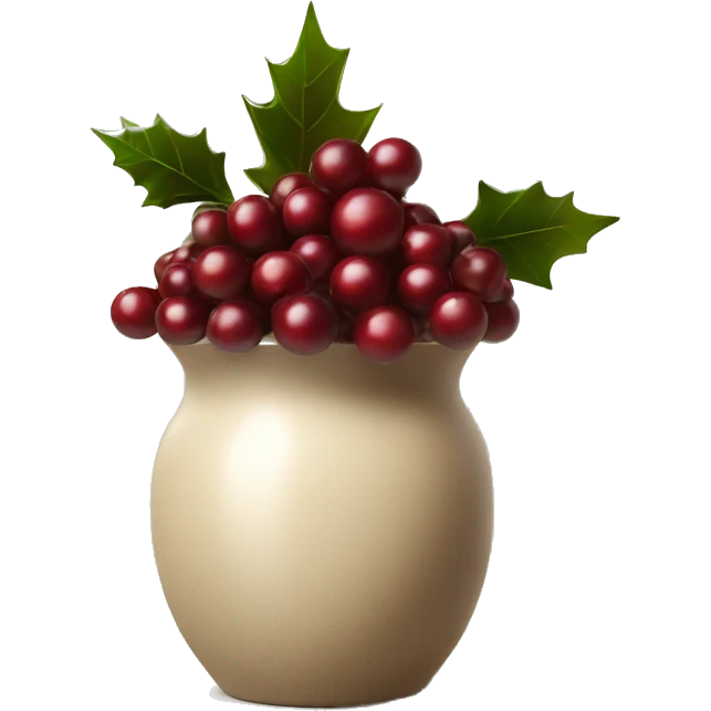 Beige and burgundy Christmas berries in back vase emoji