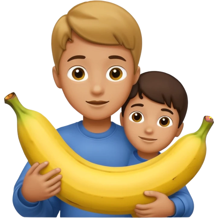boy hugs a banana emoji