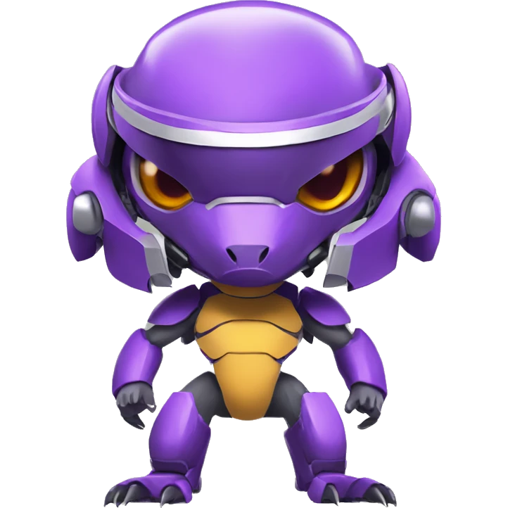 a Genesect-Raptor-Fakémon—hybrid with a futuristic visor-helmet full body emoji