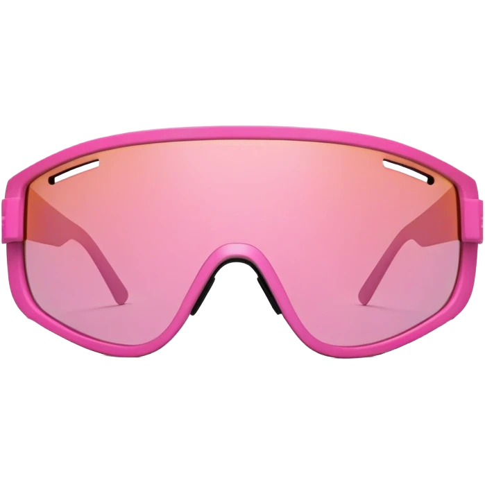 sporty pink shield visor sunglasses with thick frame featuring honeycomb pattern, structured robust design, substantial build, one-piece lens with anti-scratch coating emoji